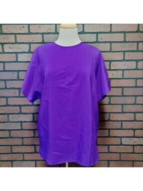 Vintage Lauren Lee Rich Purple Lightweight Slinky Blouse Size Large